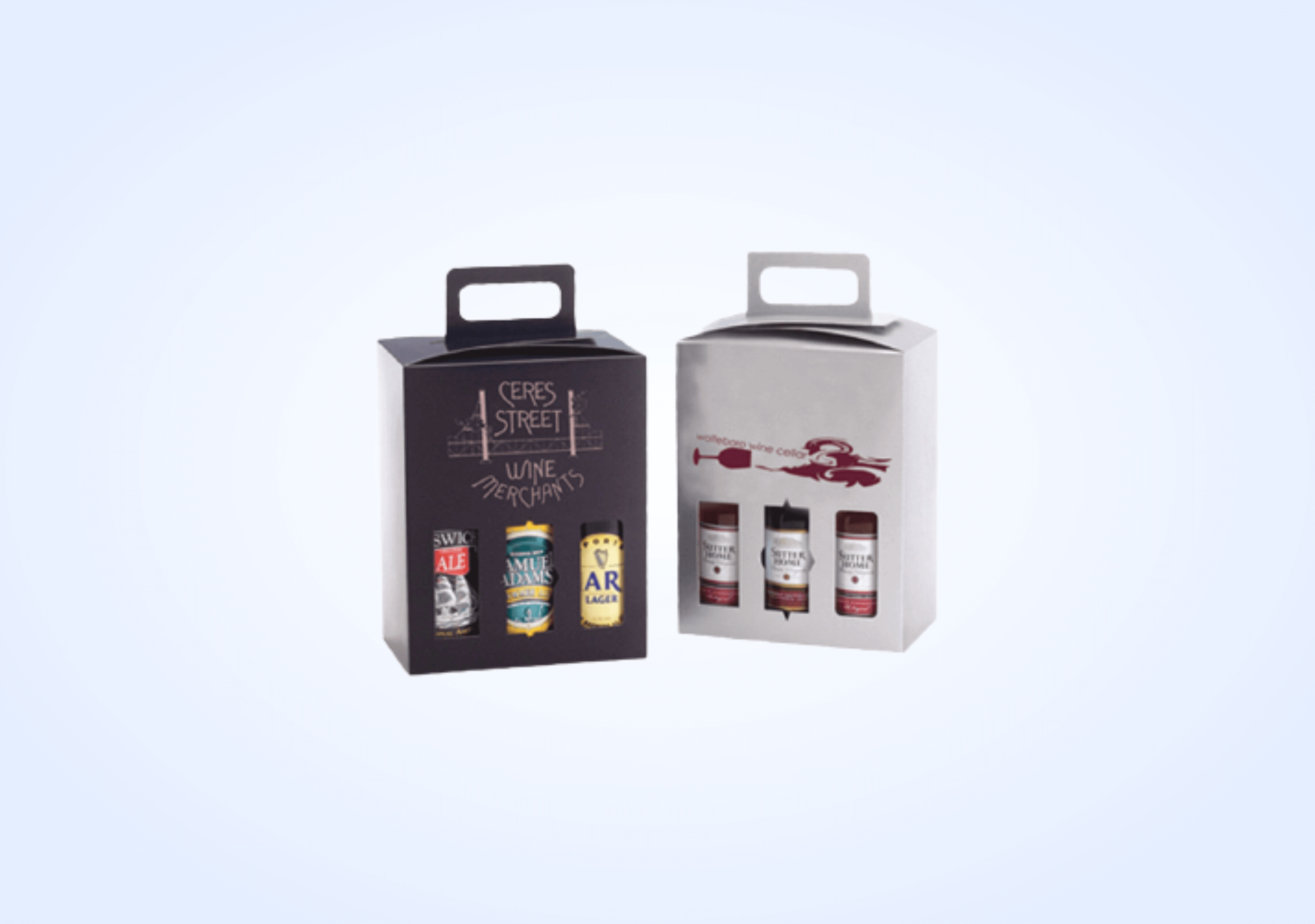 Custom Beverage Boxes with Handle - Silver Edge Packaging