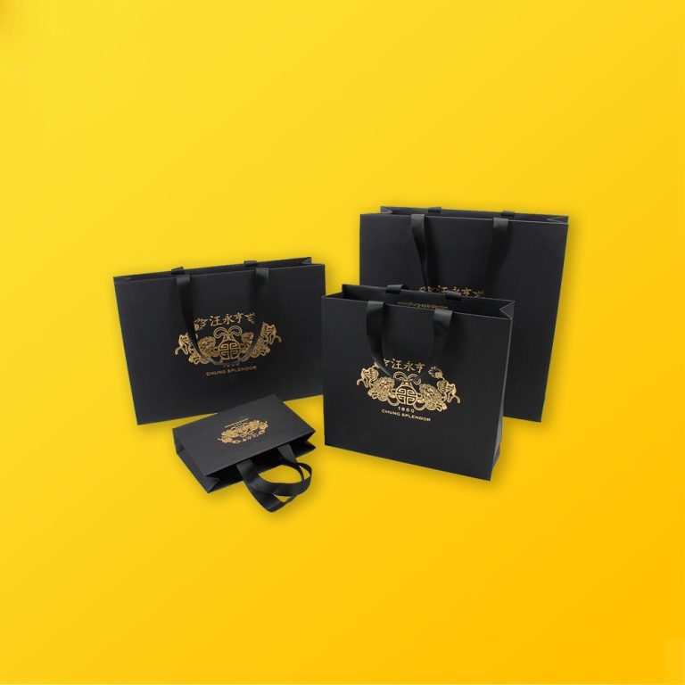 Custom Luxury Shopping Bags Silver Edge Packaging